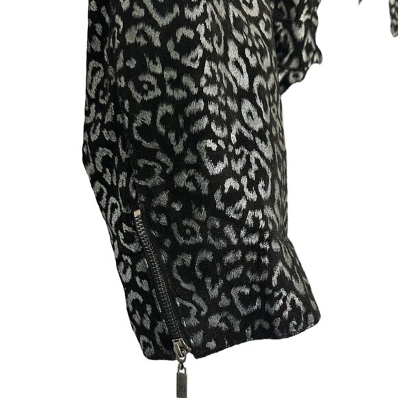 Pamela McCoy Black Silver Animal Leopard Print Metallic Leather Jacket  3X   New - Picture 3 of 5